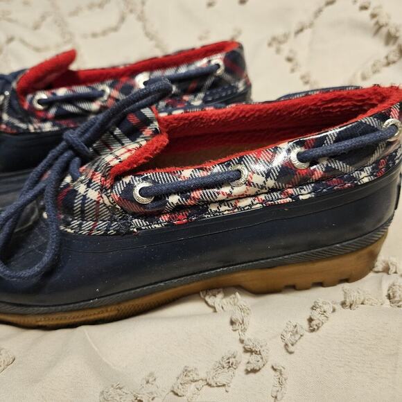 Sperry Top Sider Duck Shoes Womens 6 Waterproof Low Slip On STS90712 Blue Plaid - Picture 2 of 5